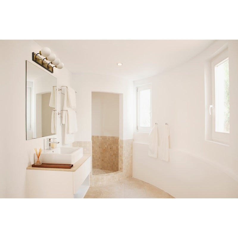 Z-Lite Parsons 4 Light Vanity, Matte Black/Olde Brass/Opal