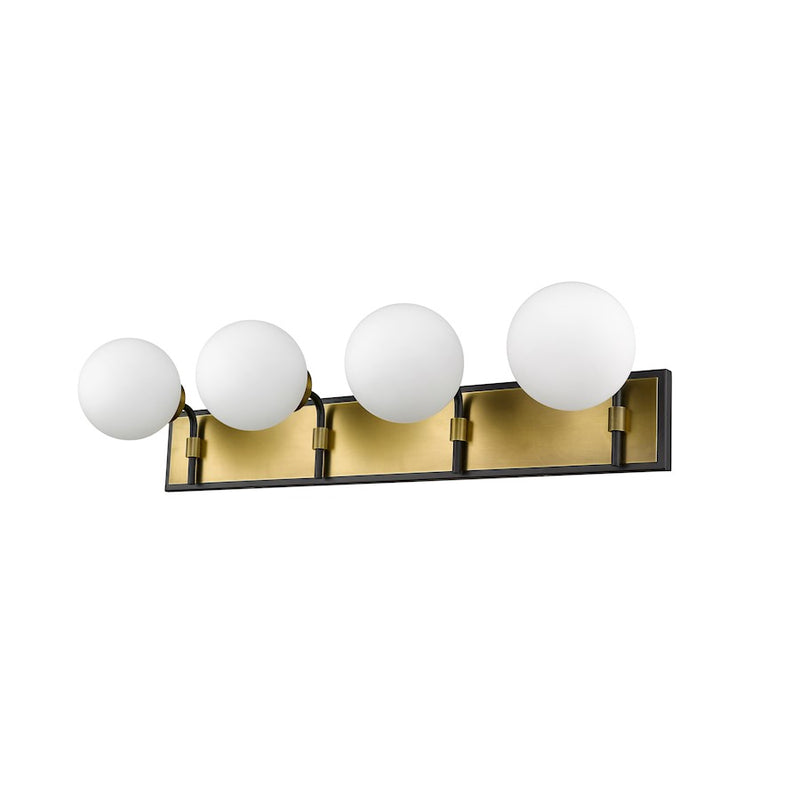 Z-Lite Parsons 4 Light Vanity, Matte Black/Olde Brass/Opal