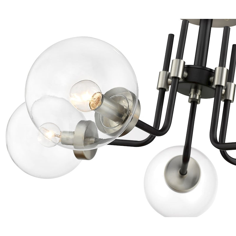 Z-Lite Parsons 5 Light 14" Semi Flush, Black/Nickel/Clear