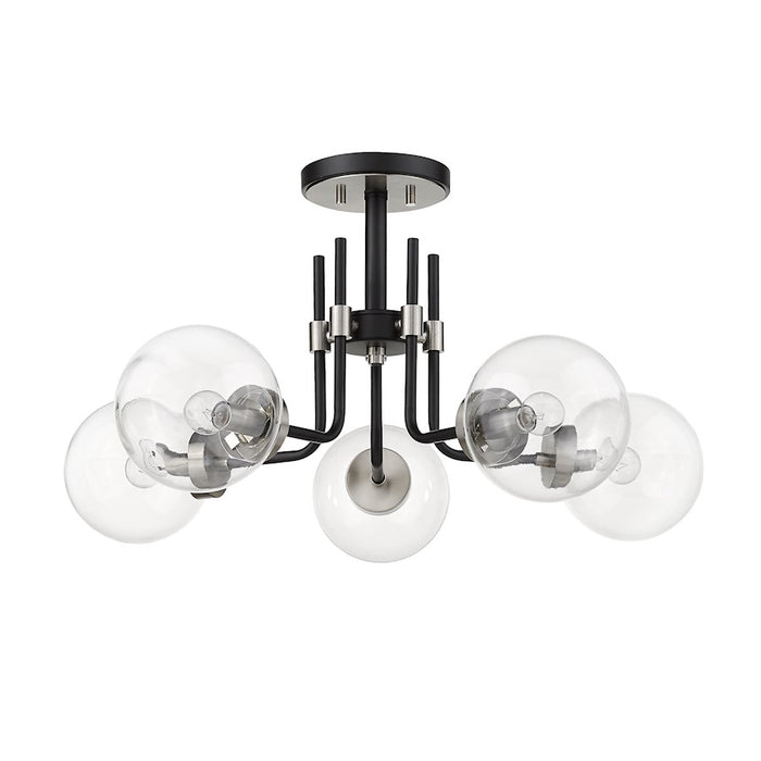Z-Lite Parsons 5 Light 14" Semi Flush, Black/Nickel/Clear