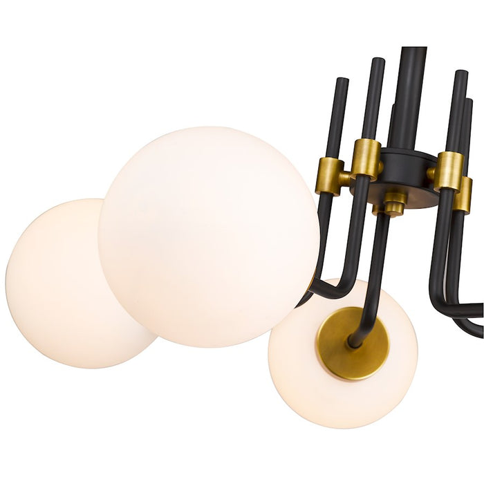 Z-Lite Parsons 5 Light 14" Semi Flush, Black/Olde Brass/Opal