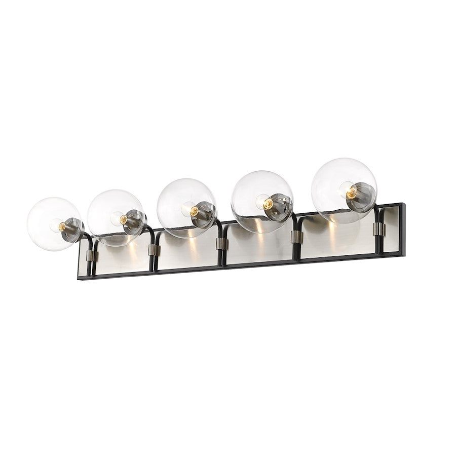 Z-Lite Parsons 5 Light Vanity, Matte Black/Brushed Nickel, Clear - 477-5V-MB-BN
