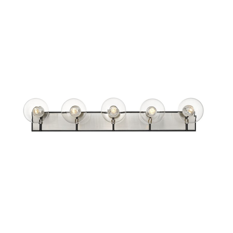 Z-Lite Parsons 5 Light Vanity, Matte Black/Brushed Nickel/Clear