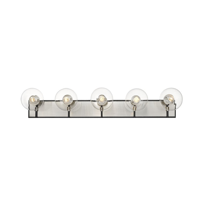 Z-Lite Parsons 5 Light Vanity, Matte Black/Brushed Nickel/Clear