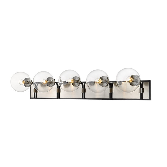 Z-Lite Parsons 5 Light Vanity, Matte Black/Brushed Nickel/Clear