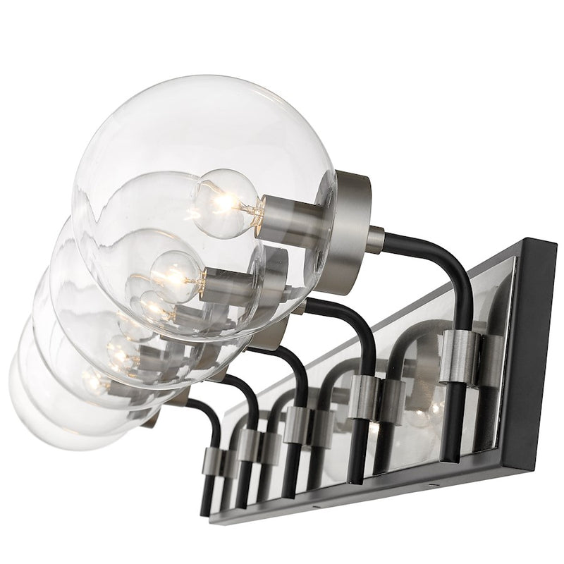 Z-Lite Parsons 5 Light Vanity, Matte Black/Brushed Nickel/Clear