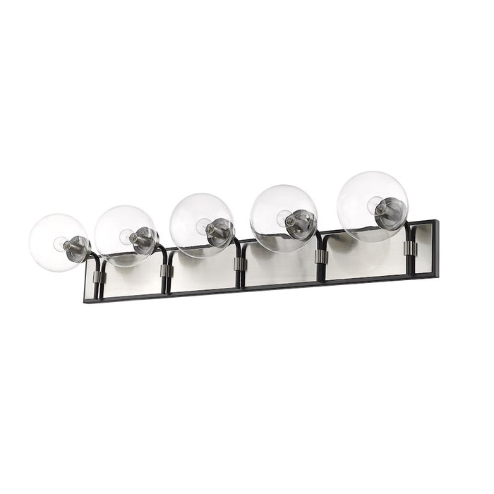 Z-Lite Parsons 5 Light Vanity, Matte Black/Brushed Nickel/Clear