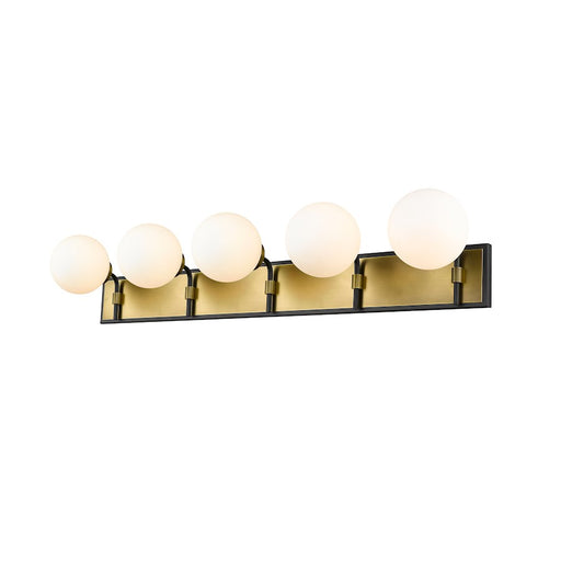 Z-Lite Parsons 5 Light Vanity, Matte Black/Olde Brass, Opal - 477-5V-MB-OBR