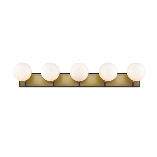 Z-Lite Parsons 5 Light Vanity, Matte Black/Olde Brass/Opal