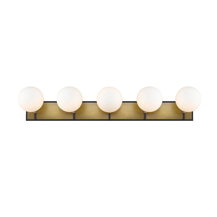 Z-Lite Parsons 5 Light Vanity, Matte Black/Olde Brass/Opal