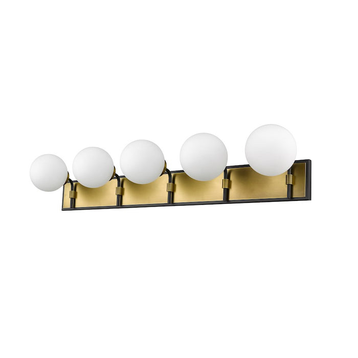 Z-Lite Parsons 5 Light Vanity, Matte Black/Olde Brass/Opal