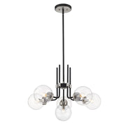 Z-Lite Parsons 6 Light Chandelier, Matte Black/Brushed Nickel, Clear - 477-6MB-BN