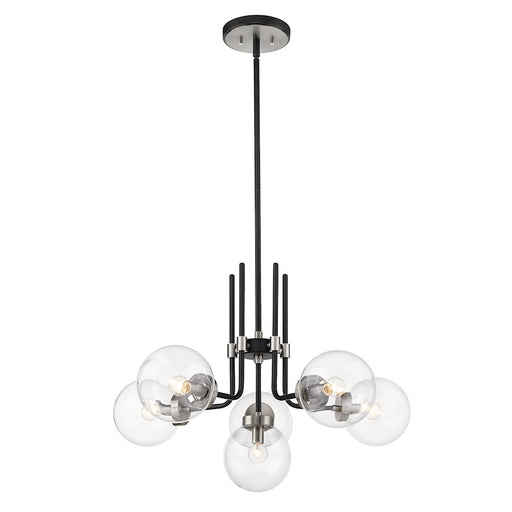 Z-Lite Parsons 6 Light Chandelier, Matte Black/Brushed Nickel, Clear - 477-6MB-BN