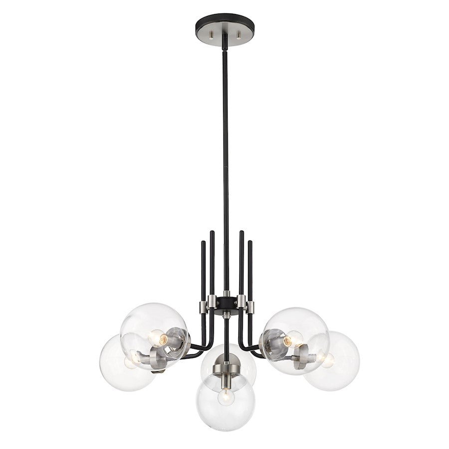 Z-Lite Parsons 6 Light Chandelier, Matte Black/Brushed Nickel, Clear - 477-6MB-BN