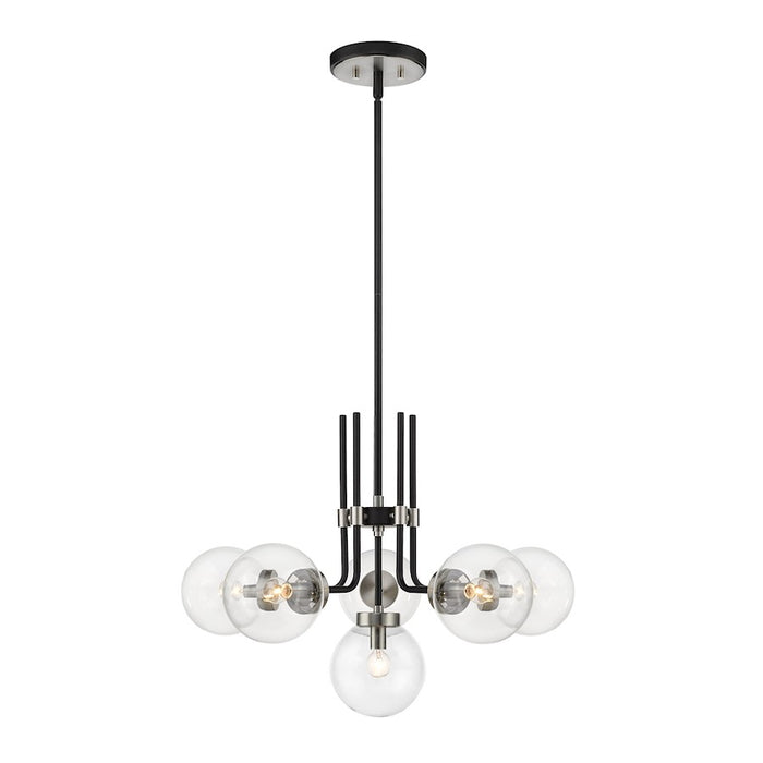 Z-Lite Parsons 6 Light Chandelier, Matte Black/Brushed Nickel/Clear
