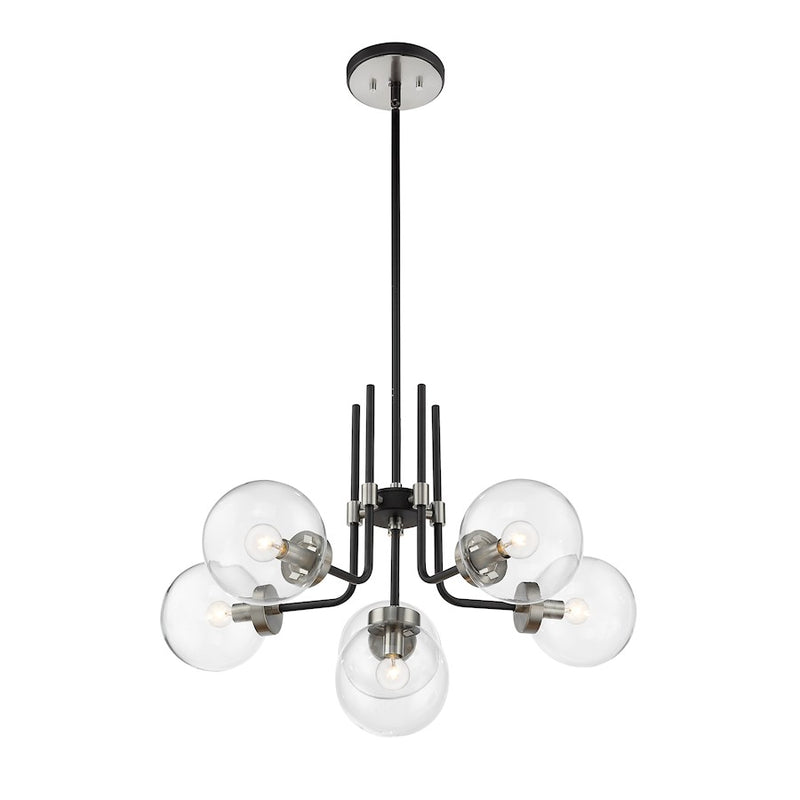 Z-Lite Parsons 6 Light Chandelier, Matte Black/Brushed Nickel/Clear