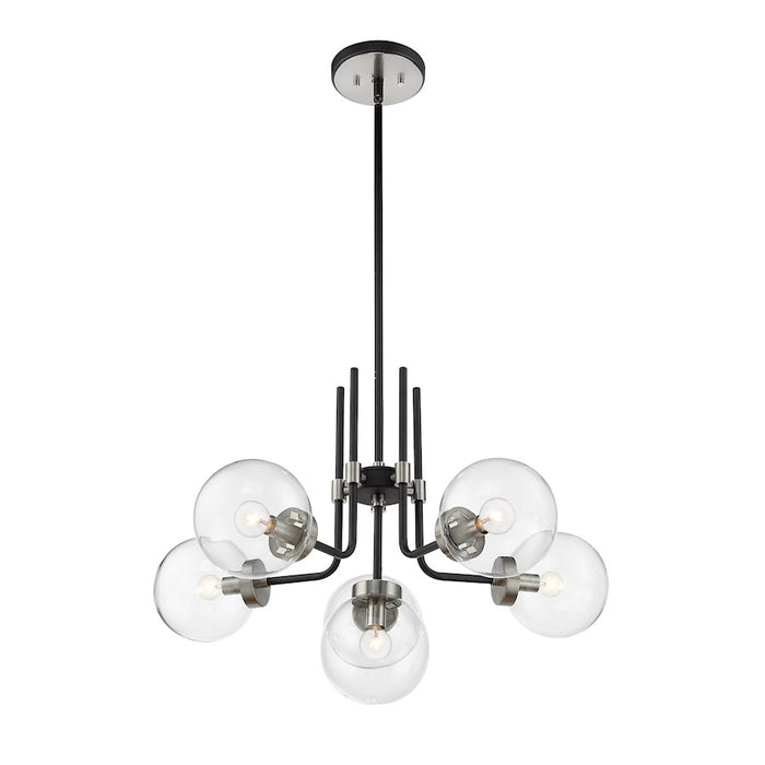Z-Lite Parsons 6 Light Chandelier, Matte Black/Brushed Nickel/Clear