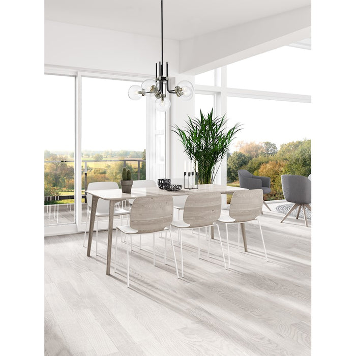 Z-Lite Parsons 6 Light Chandelier, Matte Black/Brushed Nickel/Clear