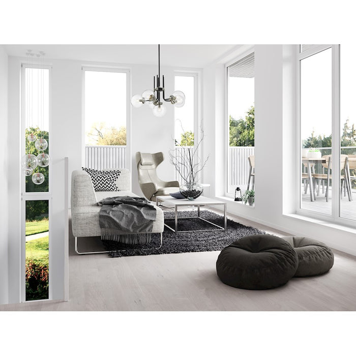 Z-Lite Parsons 6 Light Chandelier, Matte Black/Brushed Nickel/Clear