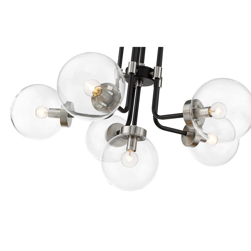 Z-Lite Parsons 6 Light Chandelier, Matte Black/Brushed Nickel/Clear