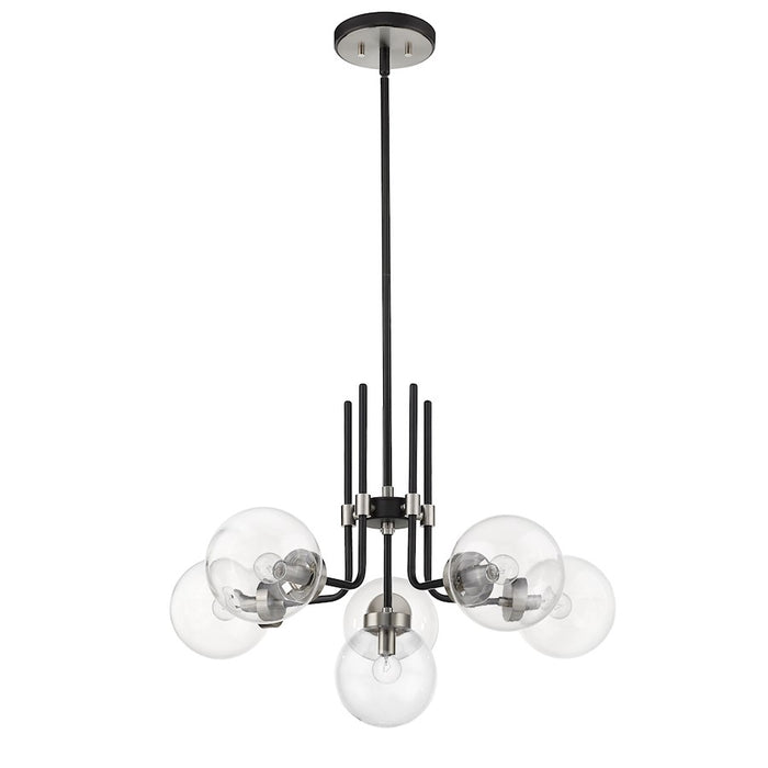 Z-Lite Parsons 6 Light Chandelier, Matte Black/Brushed Nickel/Clear