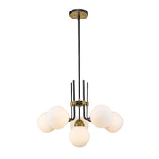 Z-Lite Parsons 6 Light 97.75" Chandelier, Matte Black/Olde Brass, Opal - 477-6MB-OBR