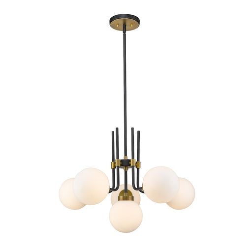 Z-Lite Parsons 6 Light 97.75" Chandelier, Matte Black/Olde Brass, Opal - 477-6MB-OBR