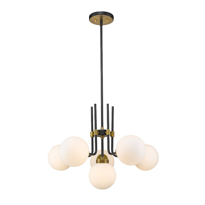 Z-Lite Parsons 6 Light 97.75" Chandelier, Matte Black/Olde Brass, Opal - 477-6MB-OBR