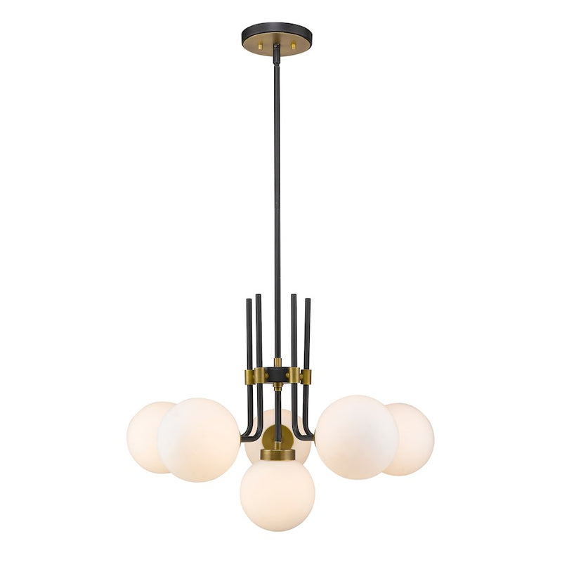 Z-Lite Parsons 6 Light 97.75" Chandelier, Matte Black/Olde Brass/Opal