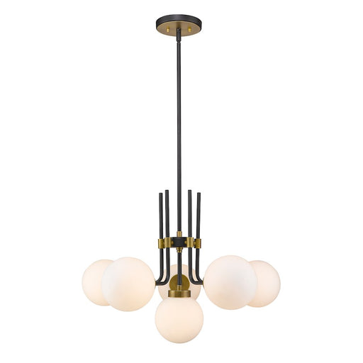 Z-Lite Parsons 6 Light 97.75" Chandelier, Matte Black/Olde Brass/Opal