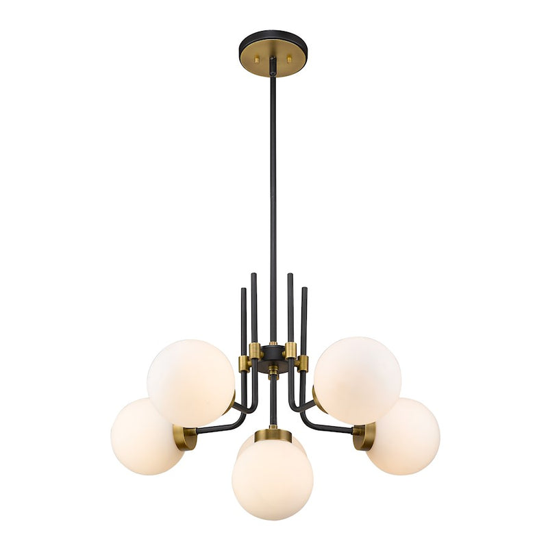 Z-Lite Parsons 6 Light 97.75" Chandelier, Matte Black/Olde Brass/Opal