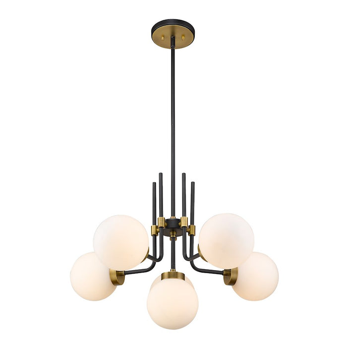 Z-Lite Parsons 6 Light 97.75" Chandelier, Matte Black/Olde Brass/Opal
