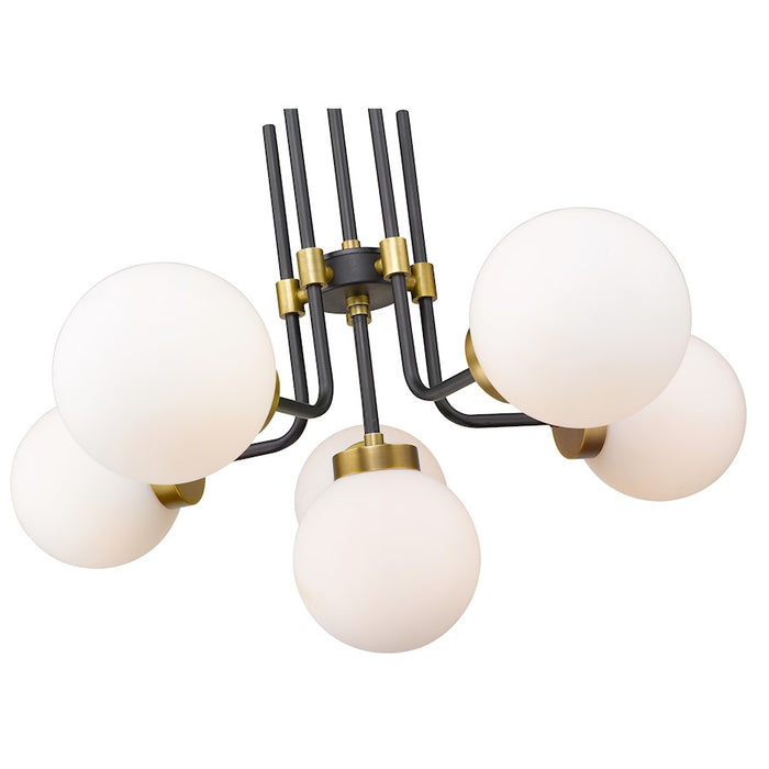 Z-Lite Parsons 6 Light 97.75" Chandelier, Matte Black/Olde Brass/Opal