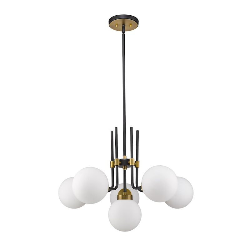 Z-Lite Parsons 6 Light 97.75" Chandelier, Matte Black/Olde Brass/Opal