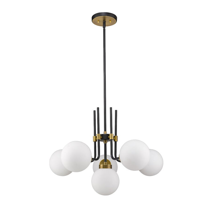 Z-Lite Parsons 6 Light 97.75" Chandelier, Matte Black/Olde Brass/Opal