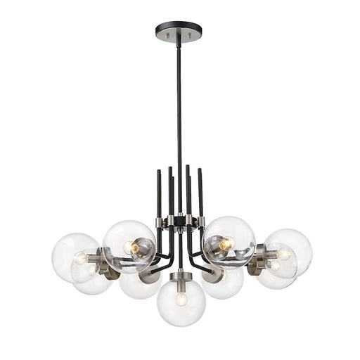 Z-Lite Parsons 9 Light Chandelier, Black/Brushed Nickel, Clear - 477-9MB-BN