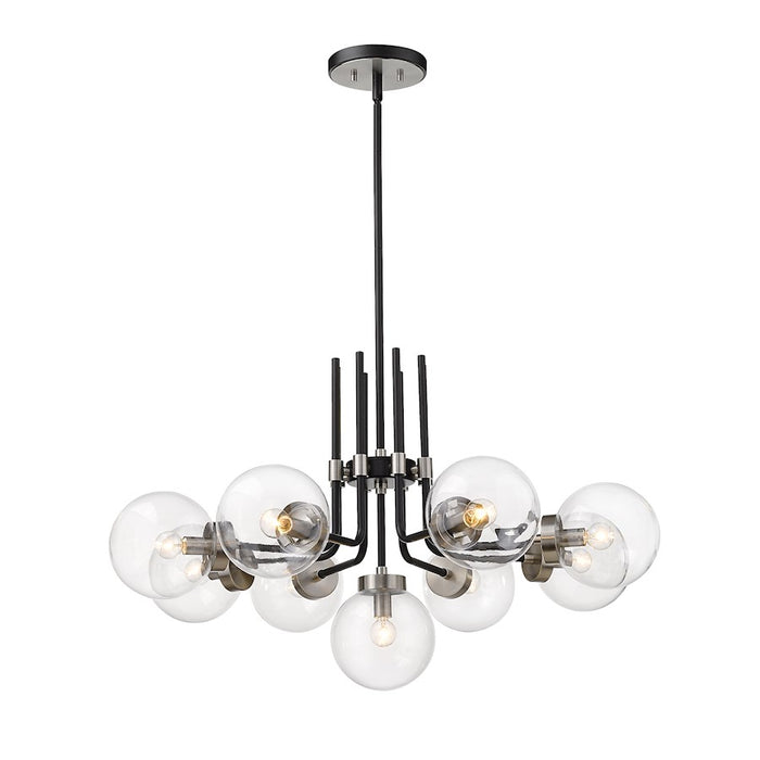 Z-Lite Parsons 9 Light Chandelier, Black/Brushed Nickel, Clear - 477-9MB-BN