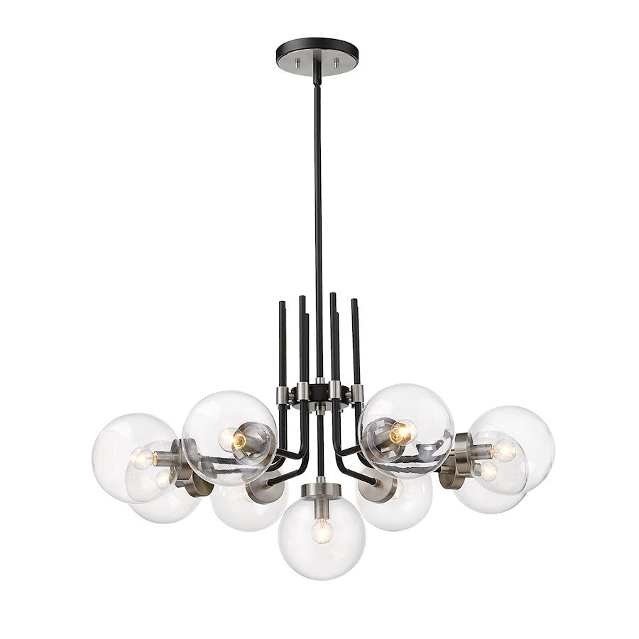 Z-Lite Parsons 9 Light Chandelier, Black/Brushed Nickel, Clear - 477-9MB-BN