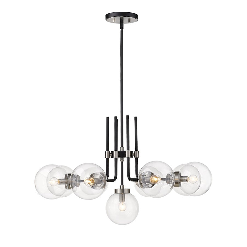 Z-Lite Parsons 9 Light Chandelier, Black/Brushed Nickel/Clear