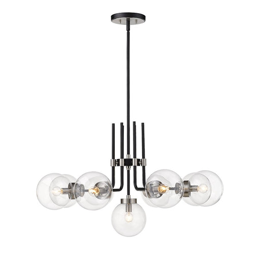 Z-Lite Parsons 9 Light Chandelier, Black/Brushed Nickel/Clear