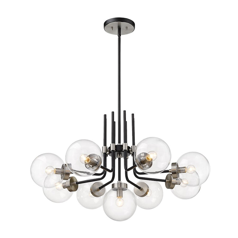 Z-Lite Parsons 9 Light Chandelier, Black/Brushed Nickel/Clear