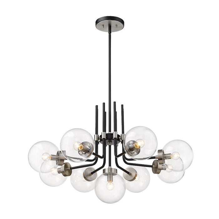 Z-Lite Parsons 9 Light Chandelier, Black/Brushed Nickel/Clear