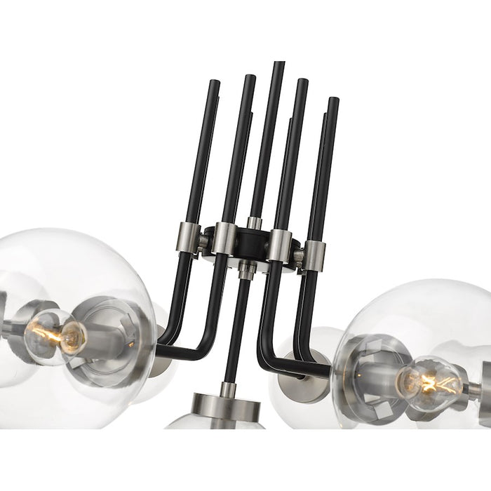 Z-Lite Parsons 9 Light Chandelier, Black/Brushed Nickel/Clear