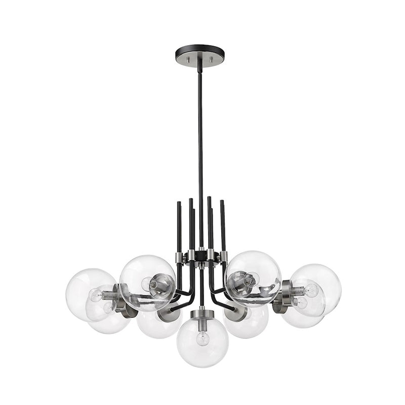 Z-Lite Parsons 9 Light Chandelier, Black/Brushed Nickel/Clear