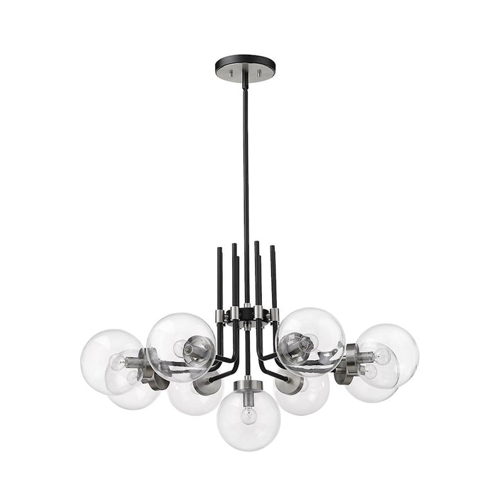 Z-Lite Parsons 9 Light Chandelier, Black/Brushed Nickel/Clear