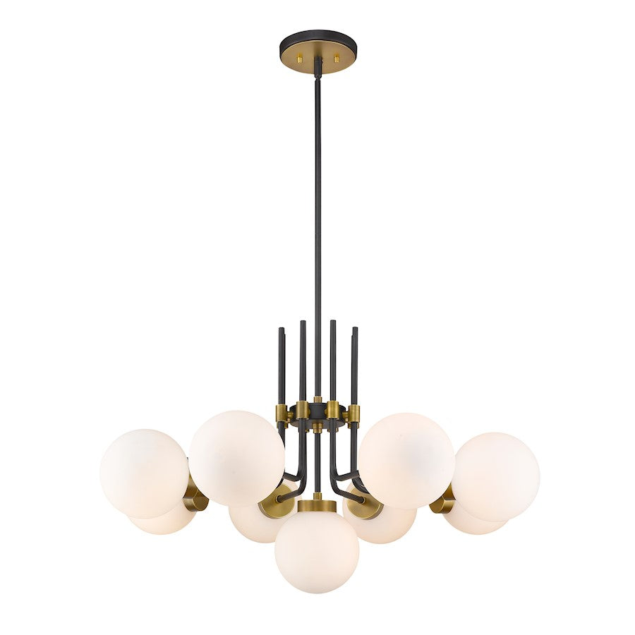 Z-Lite Parsons 9 Light 97.75" Chandelier, Black/Olde Brass, Opal - 477-9MB-OBR