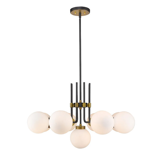 Z-Lite Parsons 9 Light 97.75" Chandelier, Black/Olde Brass/Opal