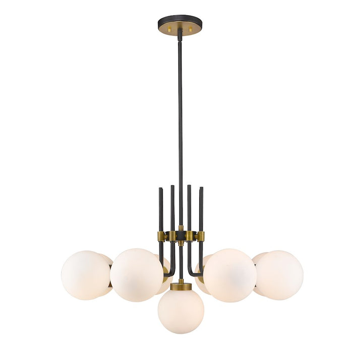 Z-Lite Parsons 9 Light 97.75" Chandelier, Black/Olde Brass/Opal