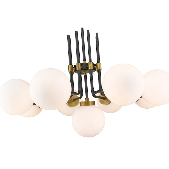 Z-Lite Parsons 9 Light 97.75" Chandelier, Black/Olde Brass/Opal