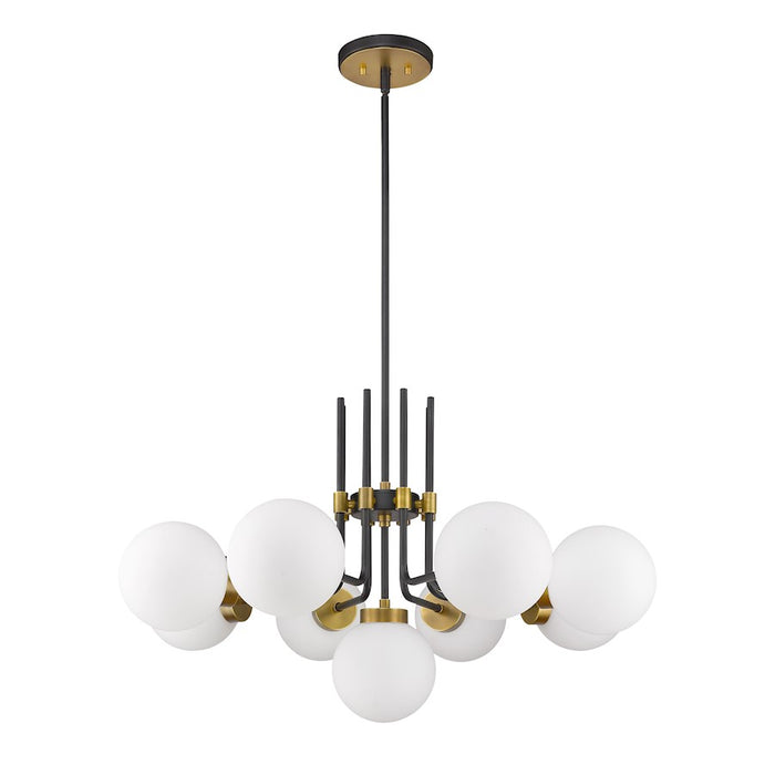 Z-Lite Parsons 9 Light 97.75" Chandelier, Black/Olde Brass/Opal